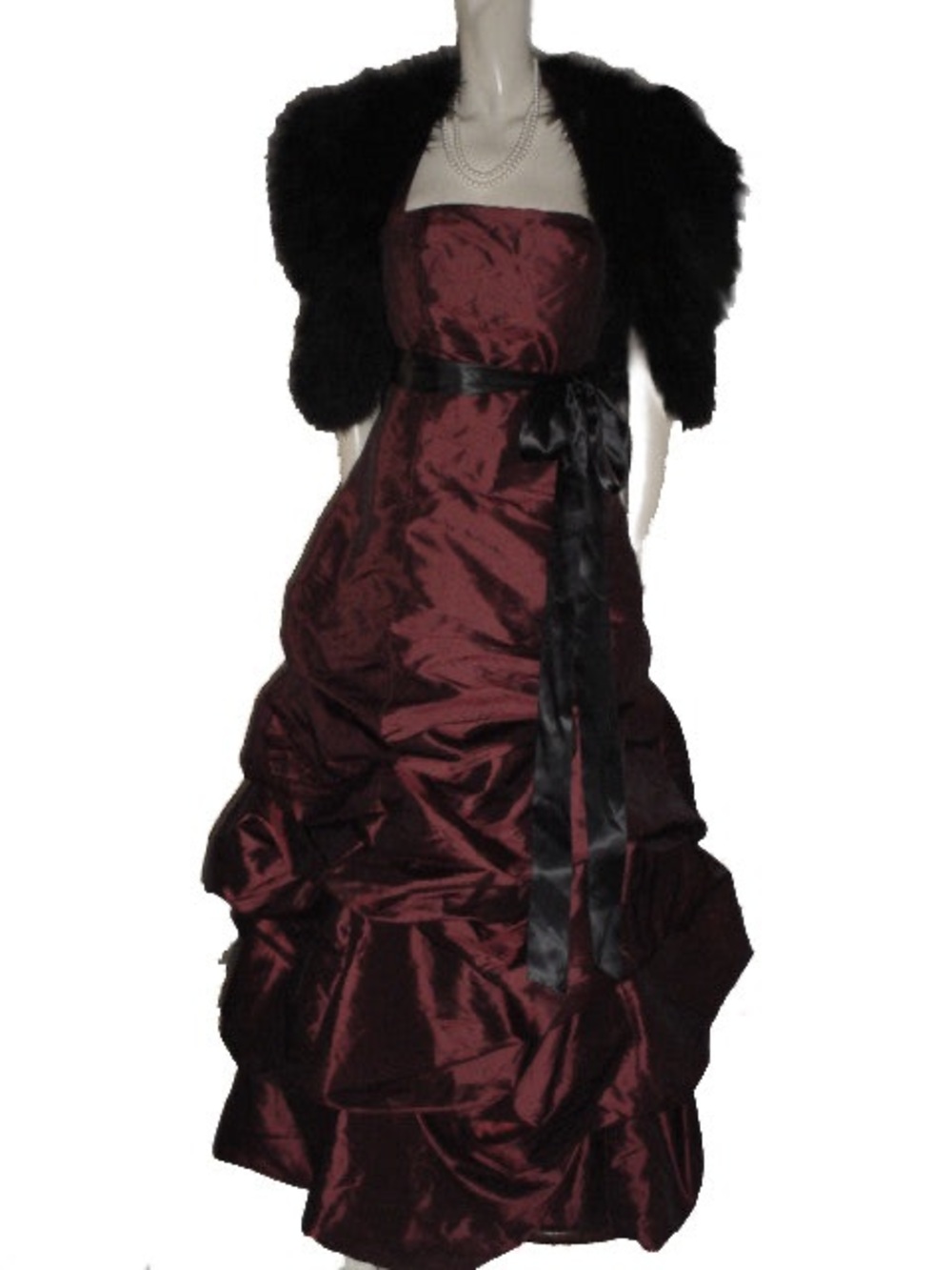 Bill Levkoff gown “French Bordeaux” wine taffeta-wedding cake style-gothic Y2K M